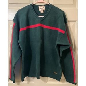 Vintage WOOLRICH Mens Pullover Sweater Green Thick Cotton Size Large